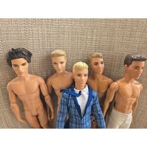 5 Ken Fashionistas Mattel Barbie Figures Dolls